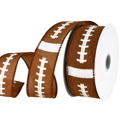 Football Sports Pattern Satin Wired Ribbon, 1-1/2-inch, 10-Yard