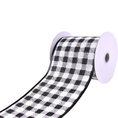 Glitter Buffalo Plaid Wired Ribbon, 4-Inch, 10-Yard