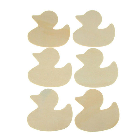 Rubber Ducky Laser Cut Wooden Favors, Natural, 3-1/2-Inch, 6-Piece