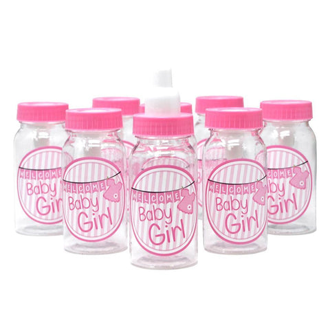 Baby Girl Clothesline Plastic Baby Milk Bottle Favors, Pink, 4-1/2-Inch, 8-Count