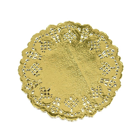 Round Paper Lace Doilies, Gold, 4-1/2-Inch, 30-Count