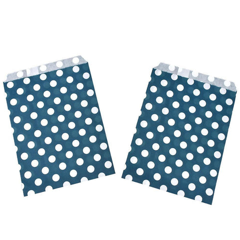 Polka Dots Patterned Treat Bags, Navy Blue, 7-1/4-Inch, 8-Count