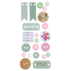 Button and Banner Scrapbooking Stickers, 22-Piece