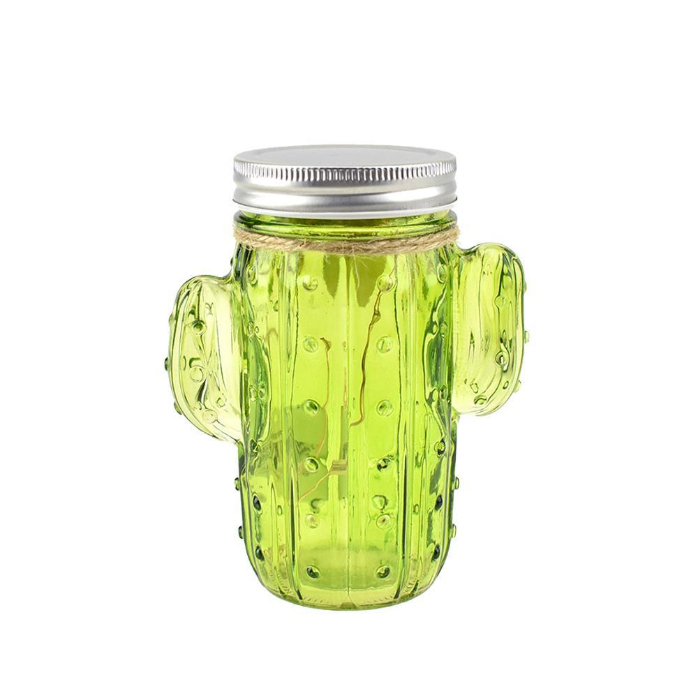 Cactus Shaped LED Light Up Mason Jar, 5-1/2-Inch