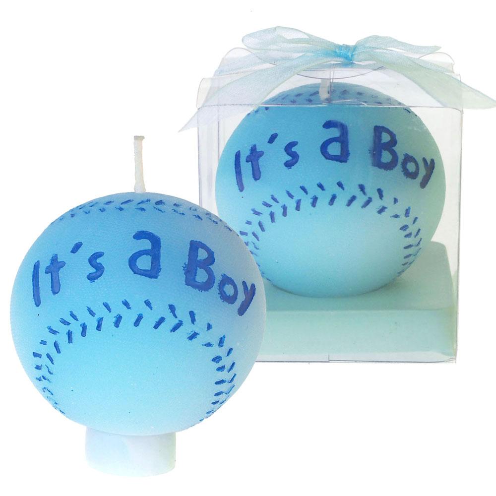 Baby Shower Candle Favor, 2-1/2-Inch, Baseball, Light Blue