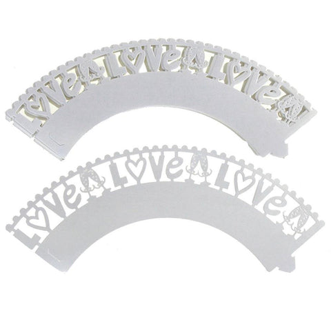 Love Paper Cupcake Wrap, 2-Inch, 12-Piece. White