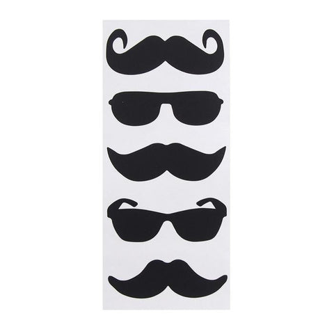 Chalkboard Label Stickers, Mustaches/Shades, 3-inch, 5-count