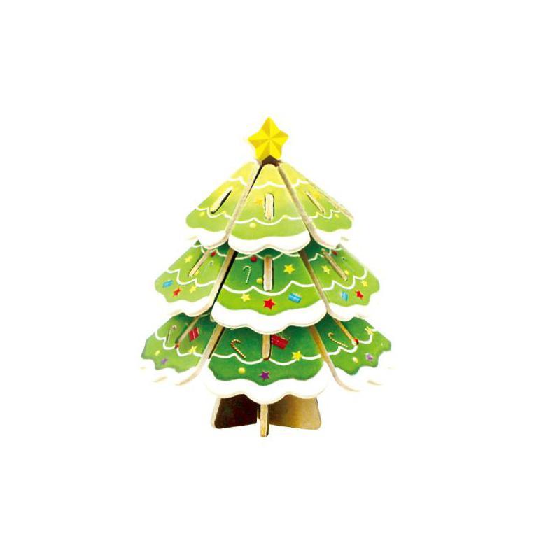 DIY Christmas Tree Painted Wooden Puzzle, 3-Inch