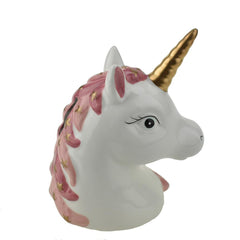 Ceramic Starry Unicorn Head Coin Bank, 6-1/2-Inch