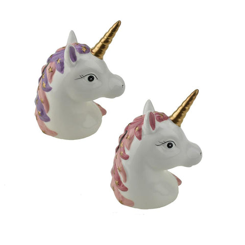 Ceramic Starry Unicorn Head Coin Bank, 6-1/2-Inch
