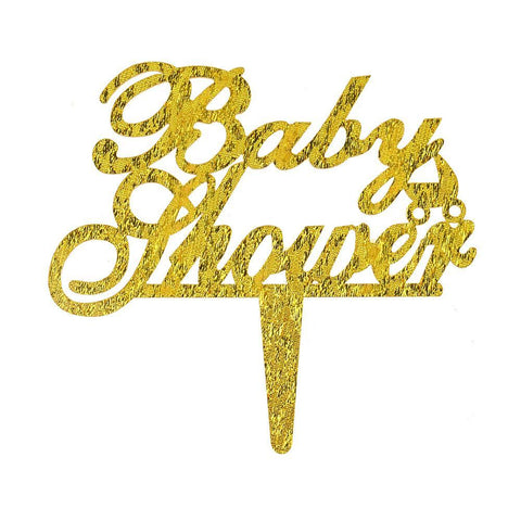 Baby Shower Shimmer & Shine Cake Topper, Gold, 4-1/2-Inch