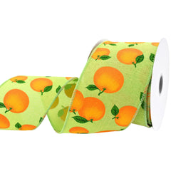 Oranges Faux Linen Wired Ribbon, 2-1/2-inch, 10-yard