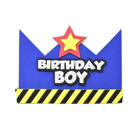 Birthday Boy Foam Crown, Blue, 7-1/2-Inch