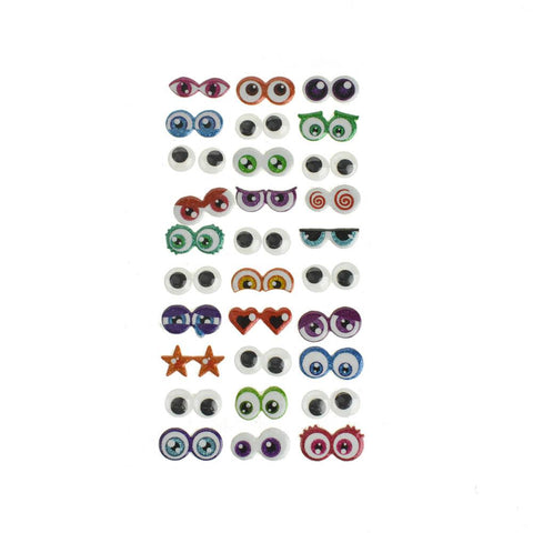 Animated Googly Eyes Self Adhesive Sticker, Assorted Cartoon, 1-Inch, 30-Piece