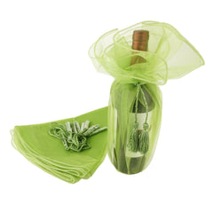 Organza Wine Bottle Wrap with Cord Tassel, 6-Count, 28-Inch