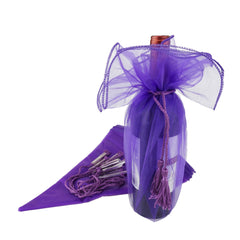 Organza Wine Bottle Wrap with Cord Tassel, 6-Count, 28-Inch