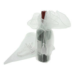 Organza Wine Bottle Wrap with Cord Tassel, 6-Count, 28-Inch