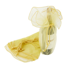 Organza Wine Bottle Wrap with Cord Tassel, 6-Count, 28-Inch