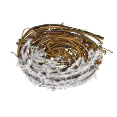 Artificial Snow Covered Wooden Birdnest Decoration, 4-Inch