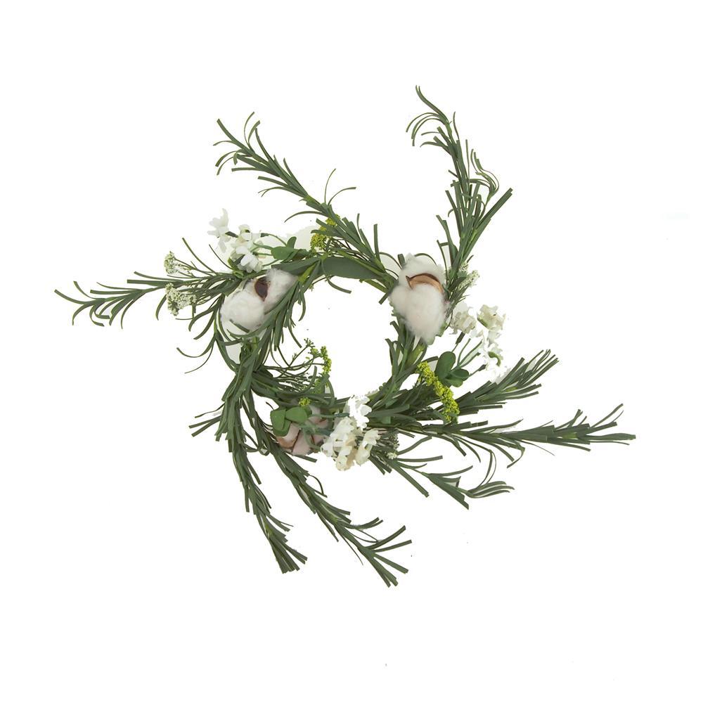 Artificial Old Thyme Daisy Cotton Floral Ring, 19-Inch