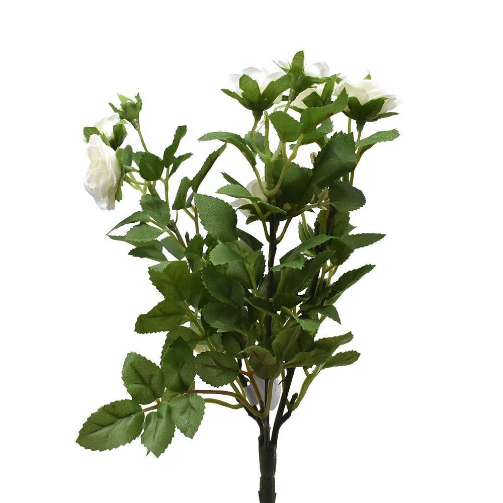 Artificial Mini Rose Bush Spray, 10-Inch