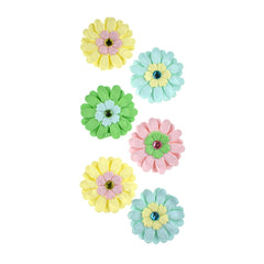 Adhesive Paper Craft Glitter Flowers, 1-1/2-Inch, 6-Piece