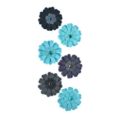 Adhesive Paper Craft Glitter Flowers, 1-1/2-Inch, 6-Piece