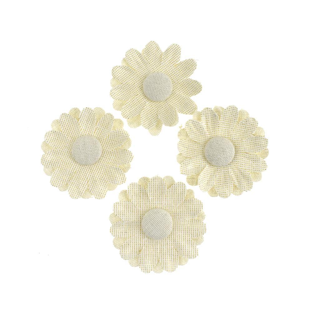 Self-Adhesive Canvas Burlap Flower with Gold Specs, Natural, 2-1/4-Inch, 4-Count