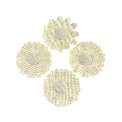 Self-Adhesive Canvas Burlap Flower with Gold Specs, Natural, 2-1/4-Inch, 4-Count