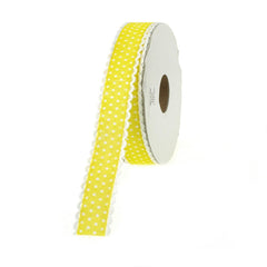 Polka Dot Picot-edge Polyester Ribbon, 7/8-Inch, 25 Yards