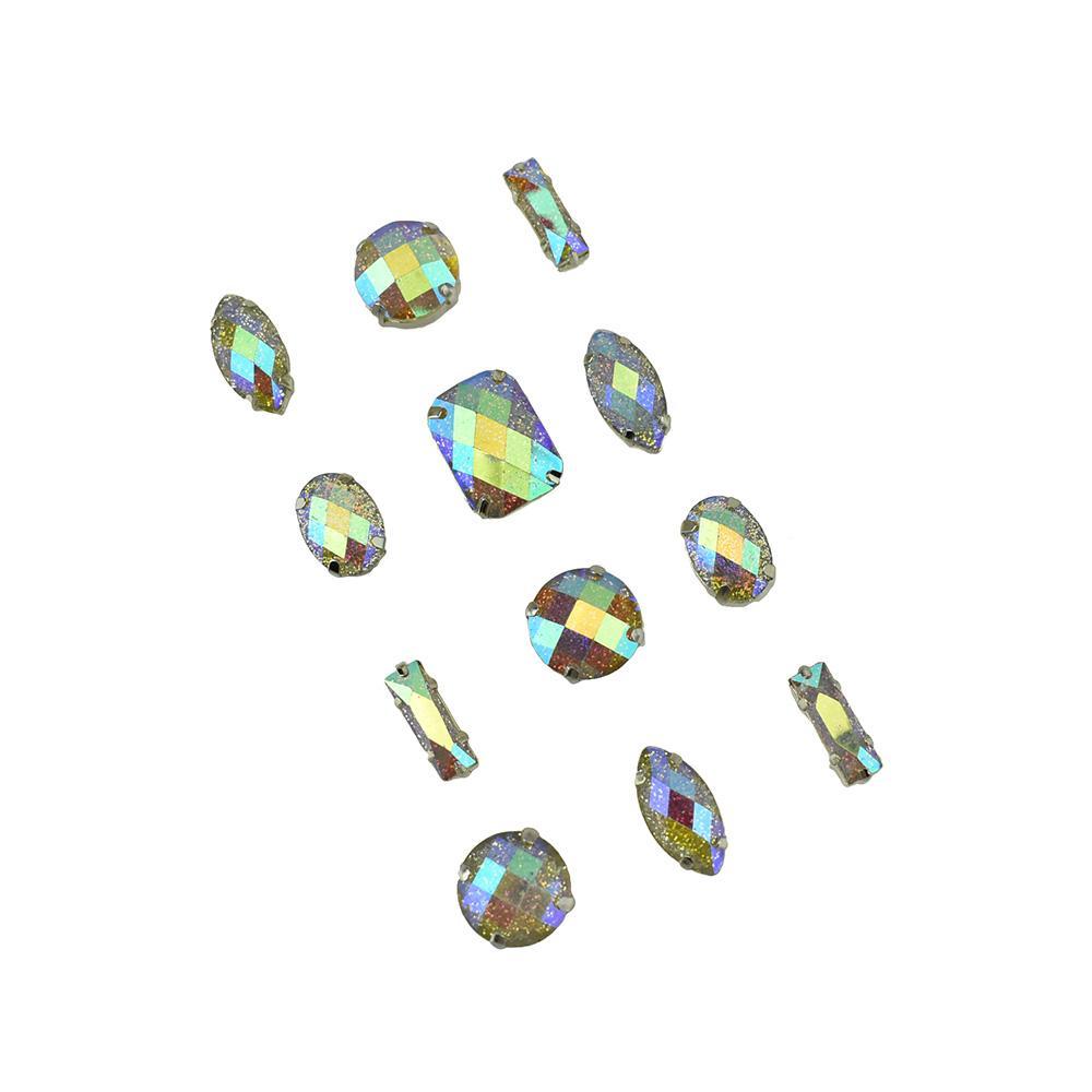Iridescent Geometric Gem Stickers, Assorted Sizes, 12-Piece