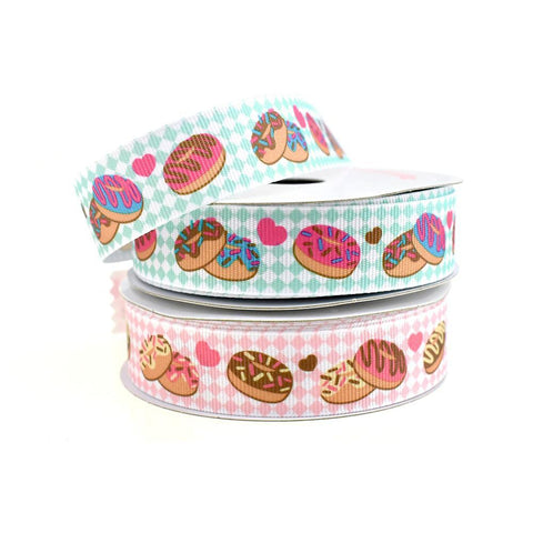 Yummy Donuts Checkered Grosgrain Ribbon, 7/8-Inch, 10-Yard