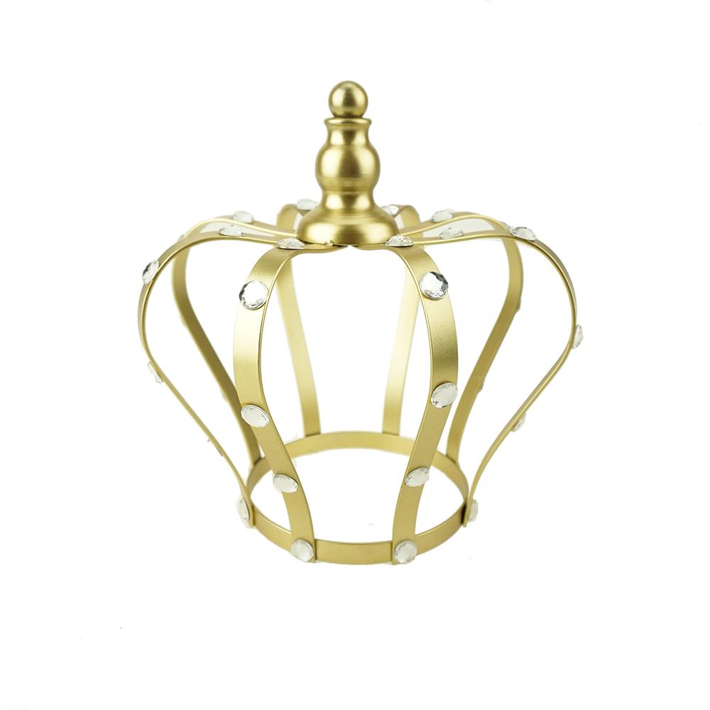 Royal Monarch Rhinestone Metal Crown, Gold, 8-Inch