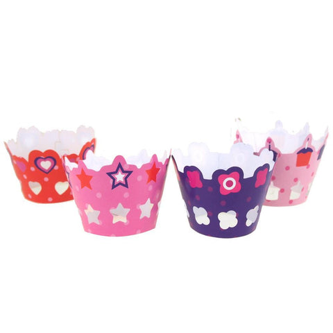 Birthday Girl Paper Cupcake Wrap with Toppers, 2-Inch, 36-Piece