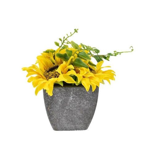 Artificial Sunflower in Pot, 4-1/4-Inch