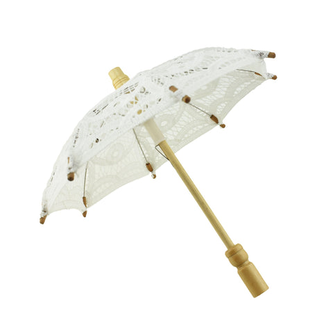 Mini Decorative Lace Umbrella, White, 11-Inch