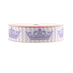 Princess Crown Chevron Grosgrain Ribbon, 7/8-Inch, 3 Yards