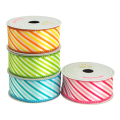 Candy Summer Striped Polyester Ribbon, 1-1/2-Inch, 10 Yards