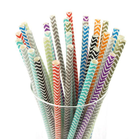 Chevron Paper Straws, 7-3/4-Inch, 25-Piece