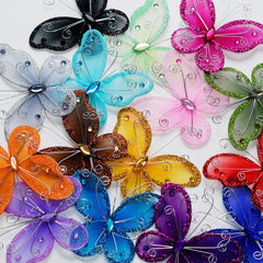 Organza Nylon Glitter Butterflies, 3-inch, 20-Piece