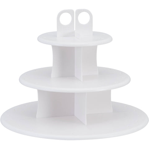 Cake Pop Plastic Cupcake Stand, 3-Tier, White, 10-1/2-Inch