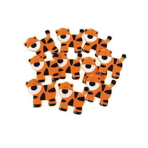 Small Tiger Animal Wooden Baby Favors, 1-1/2-Inch, 10-Piece