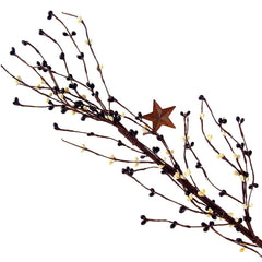 Artificial Berry Garland with Rustic Stars, 40-inch
