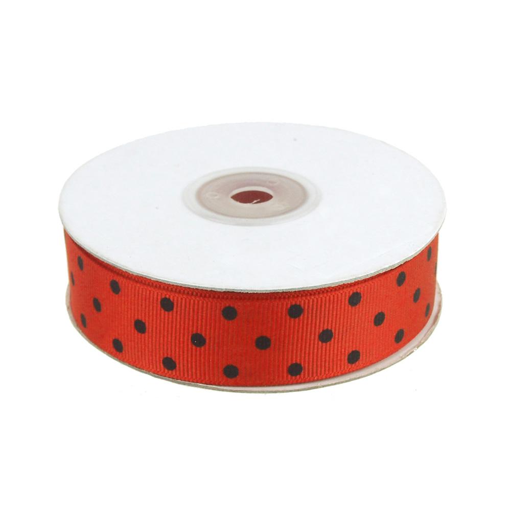 Lady Bug Grosgrain Ribbon, Red, 7/8-Inch, 25 Yards