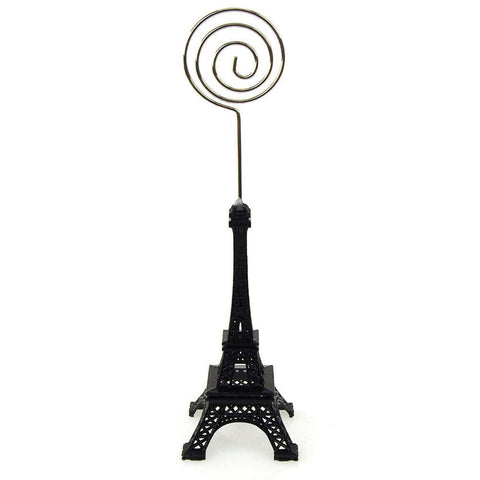 Metal Eiffel Tower Decor Card Holder, 4-Inch, Swirl, Black