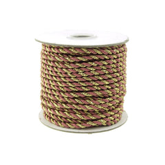 Twisted Cord Rope 2 Ply, 3mm, 25-yard, Gold Trim