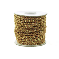 Twisted Cord Rope 2 Ply, 3mm, 25-yard, Gold Trim