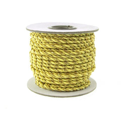 Twisted Cord Rope 2 Ply, 3mm, 25-yard, Gold Trim