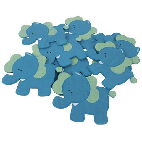 Animal Wooden Baby Favors, 4-Inch, 10-Piece, Blue Elephant