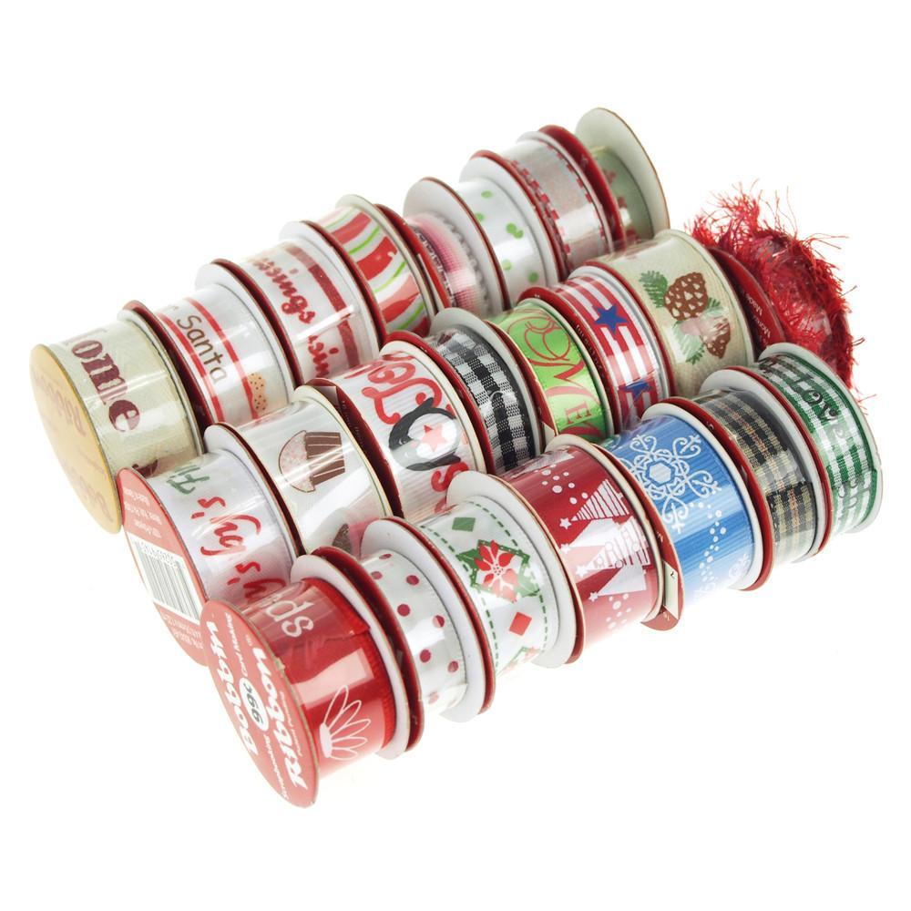 Christmas Assorted Bobbin Ribbon, 23 Rolls